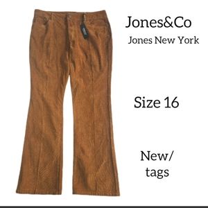 JONES&CO CORDUROY WOMENS JEANS SIZE 16 BROWN COLOR NEW WITH TAGS SKINNY BOOTCUT